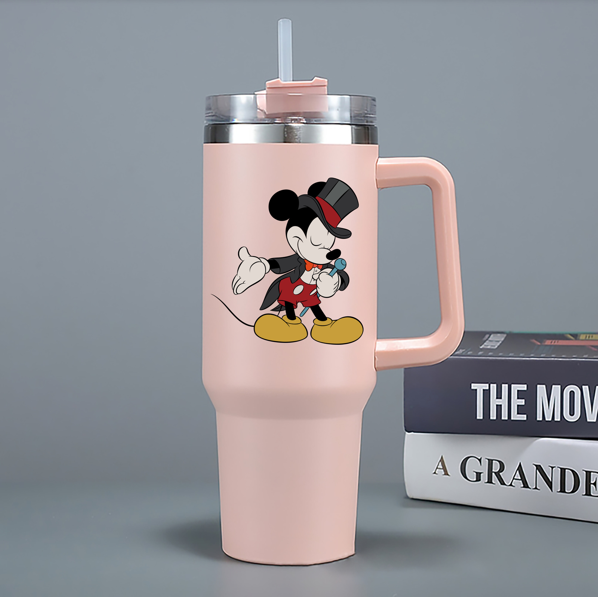 （画像用） ミッキーマウス Mickey Mouse 1200mL車用タンブラー - クリスタルステッカー（プラスチックストロー付き）